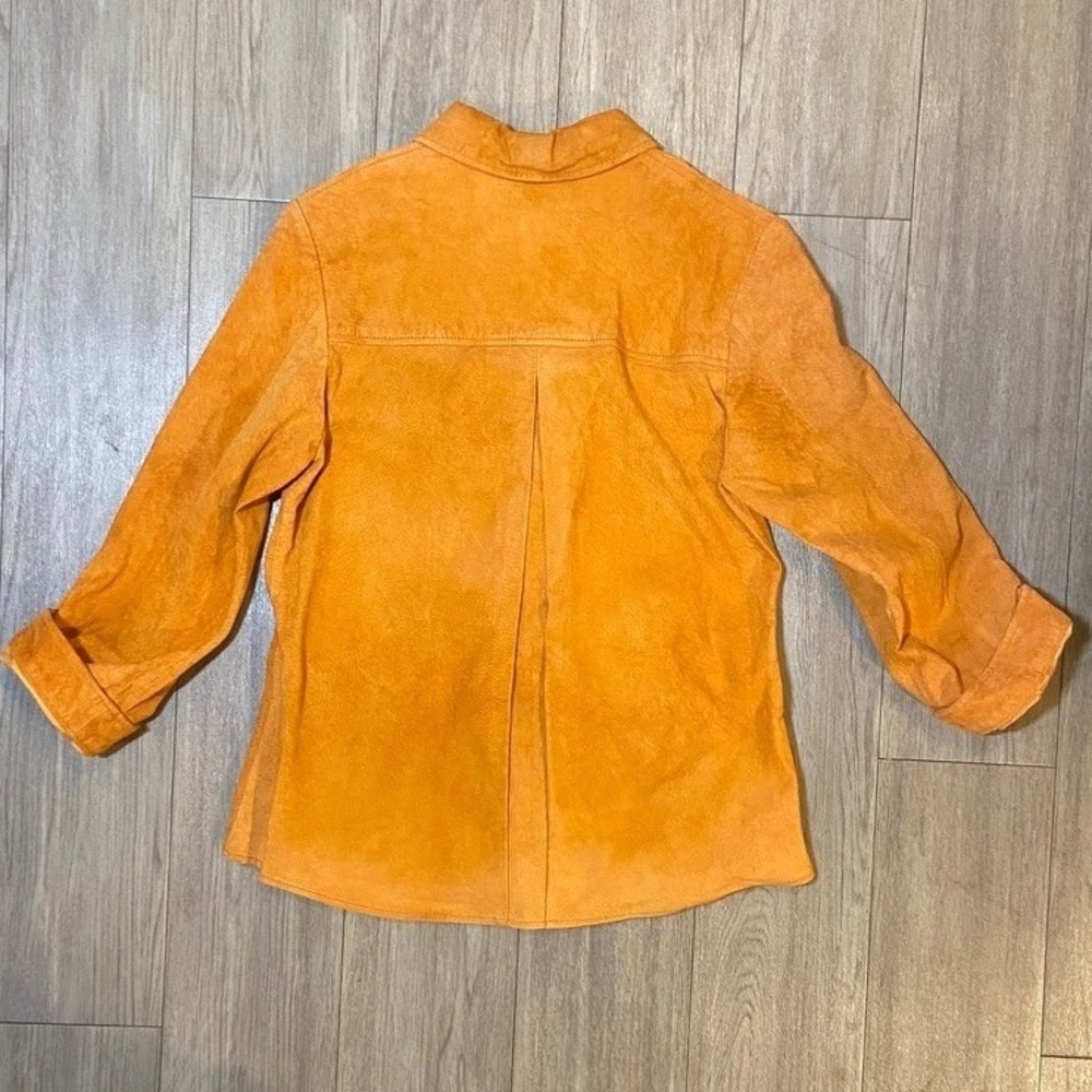 Coldwater Creek Women's M Burnt Orange Genuine Suede Leather Button Down Shirt - Picture 2 of 10
